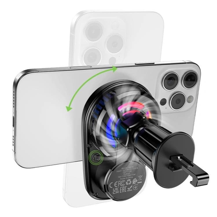 Hoco HW36 Electric Rotating Magnetic Wireless Fast Charging Car Air Outlet Phone Holder view 3