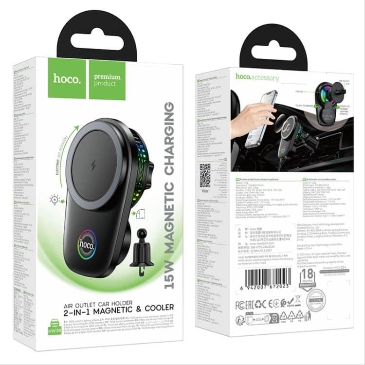 Hoco HW36 Electric Rotating Magnetic Wireless Fast Charging Car Air Outlet Phone Holder view 5