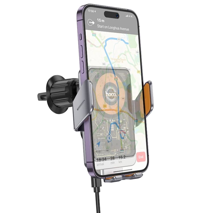 Hoco HW7 Transparent Discovery Edition Air Outlet Infrared Wireless Fast Charging Car Phone Holder view 2