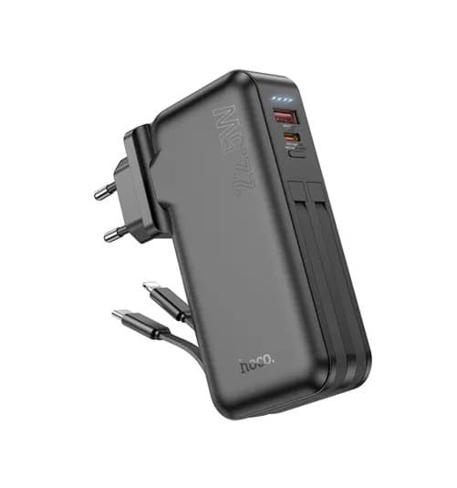 Hoco J126 10000mAh Travel 22.5W Fully Compatible Power Bank With Cable US/EU view 1