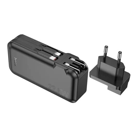 Hoco J126 10000mAh Travel 22.5W Fully Compatible Power Bank With Cable US/EU view 2