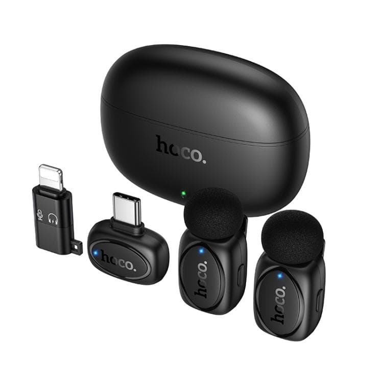 HOCO L19 Dual-Mic Lavalier Wireless Microphone USB-C + Lightning Adapter view 2
