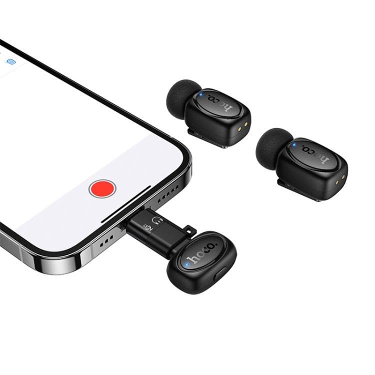 HOCO L19 Dual-Mic Lavalier Wireless Microphone USB-C + Lightning Adapter view 4