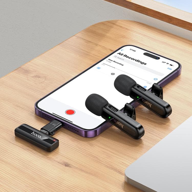 Hoco L20A Type-C And 8 Pin Dual Mic Lavalier Wireless Microphone view 3