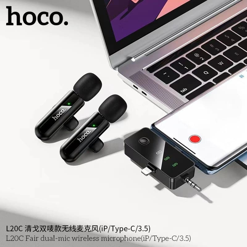 Hoco L20C Fair Dual-Mic Wireless Microphone (iP/Type-C/3.5) view 2