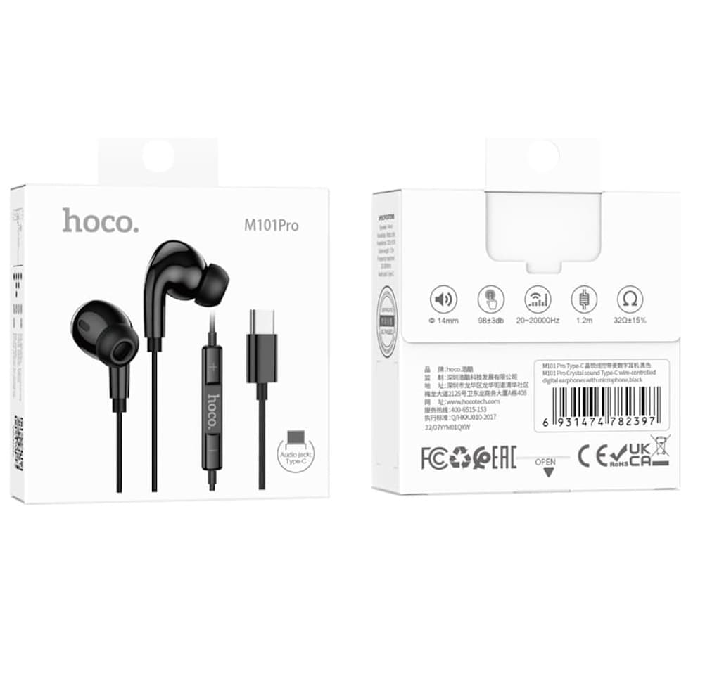 Hoco M101 Pro Type C Crystal Sound Wire Controlled Earphones With Mic view 4