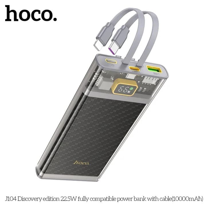 Hoco Portable J104 (10000mAh) Powerbank With Cable view 1