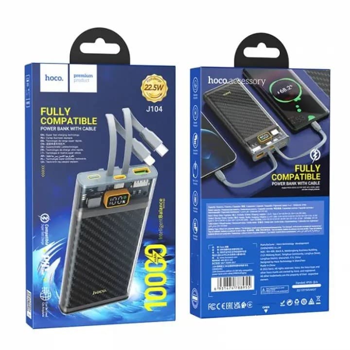 Hoco Portable J104 (10000mAh) Powerbank With Cable view 3
