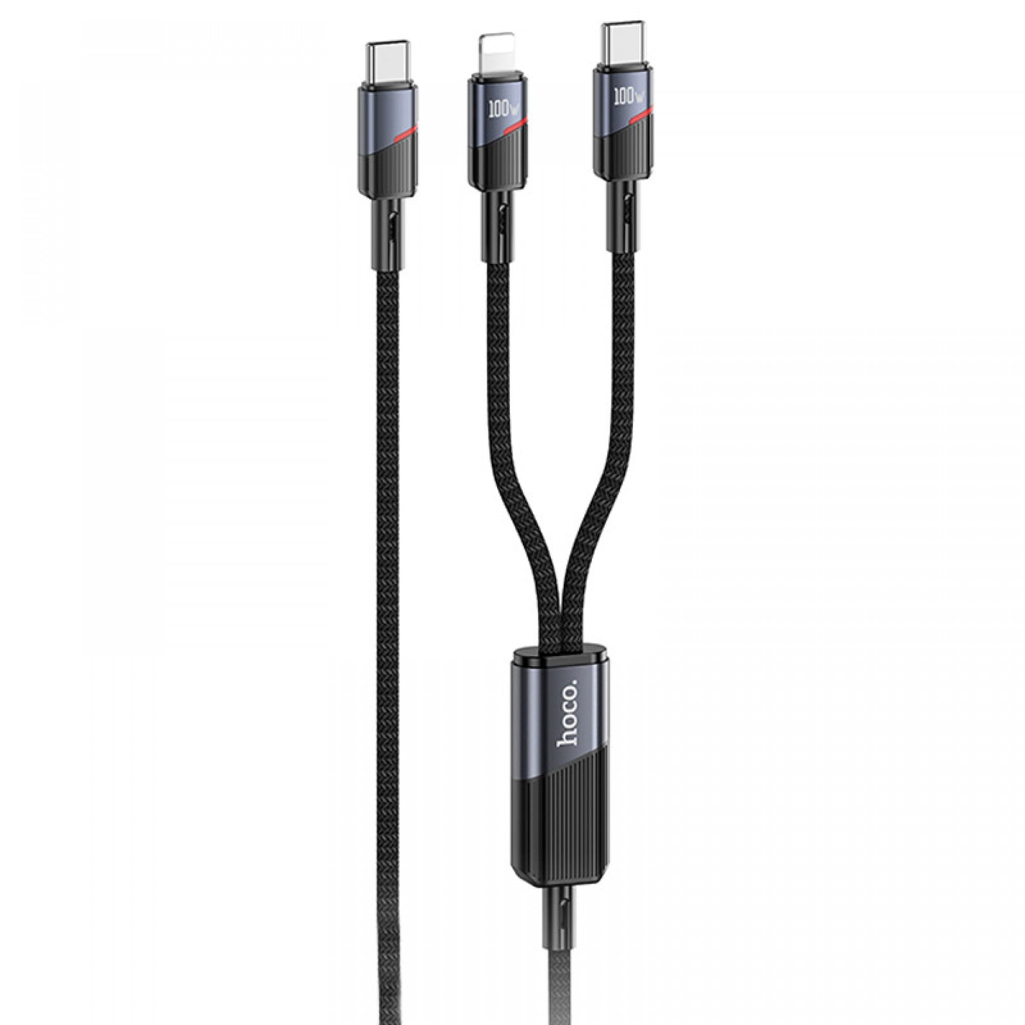 Hoco U139 Type C To Lightning/Type C 100W 1.2m Data Cable view 1