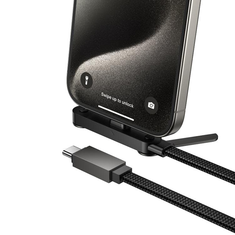 Hoco U150 60W Type-C To Type-C Charging Cable With Folding Stand (1.2m, Black) view 3