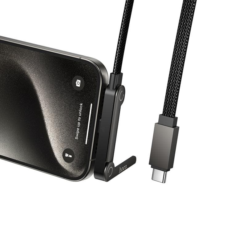 Hoco U150 60W Type-C To Type-C Charging Cable With Folding Stand (1.2m, Black) view 2