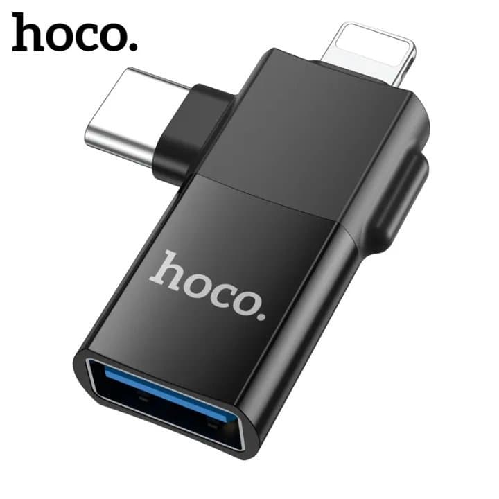 Hoco UA17 iOS /Type C Male To USB Female 2 In 1 Adapter For Converter Date Transmission OTG Adapter view 2