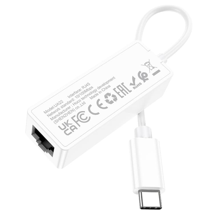 Hoco UA22 Acquire USB C / Type C Wired 100 Mbps Ethernet Adapter view 3
