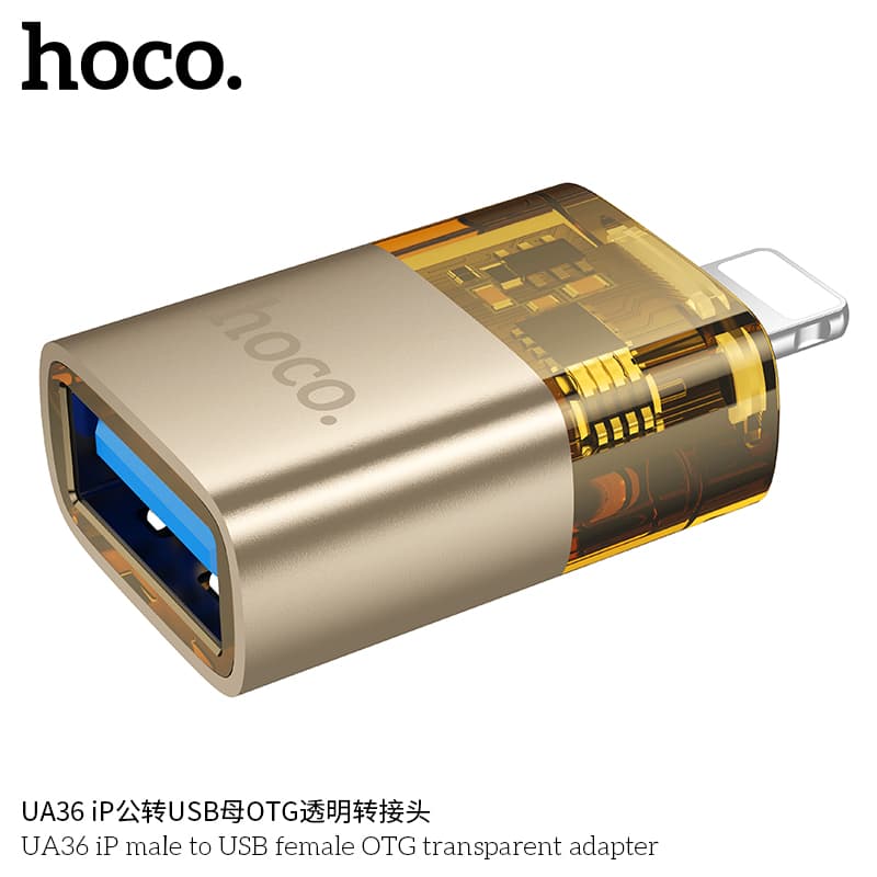 Hoco UA36 iP Male To USB Female Transparent OTG Adapter view 1