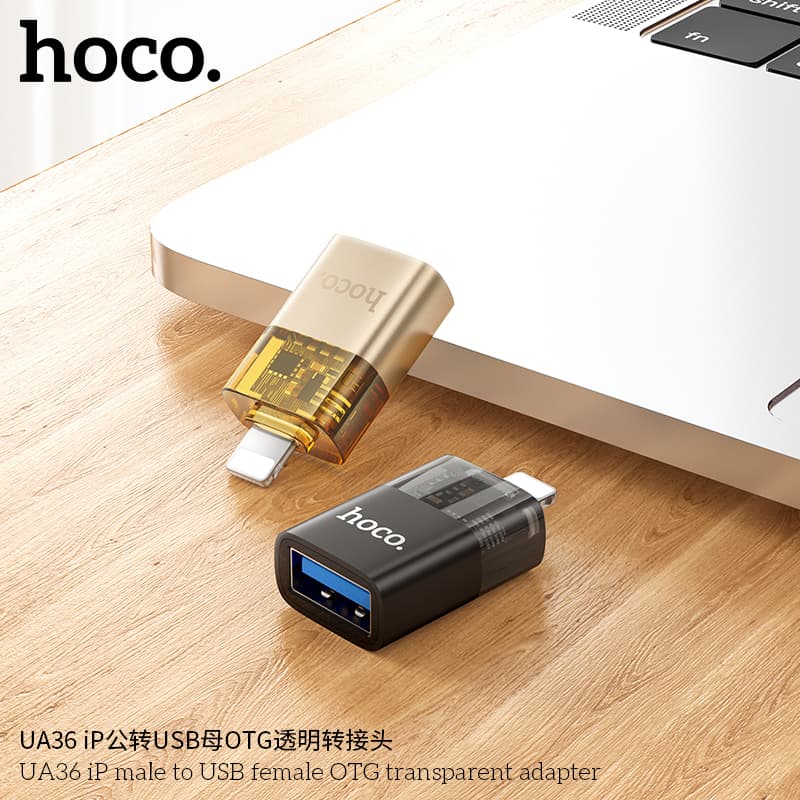 Hoco UA36 iP Male To USB Female Transparent OTG Adapter view 3