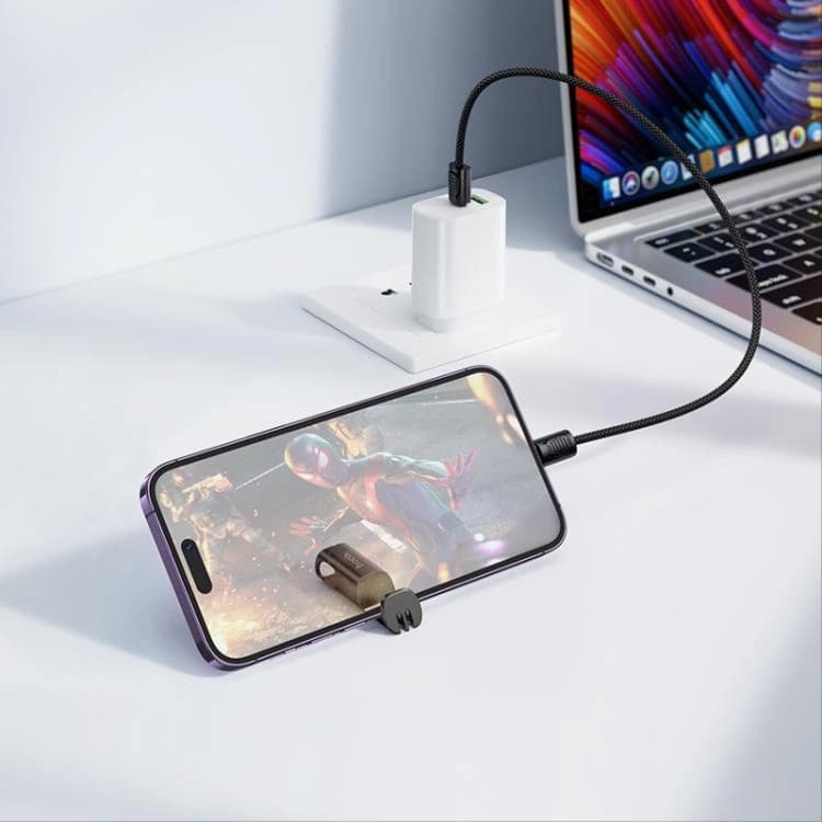 Hoco X126 Fast Charging Cable 60W Type-C to Type-C With Integrated Lanyard And Phone Stand view 3