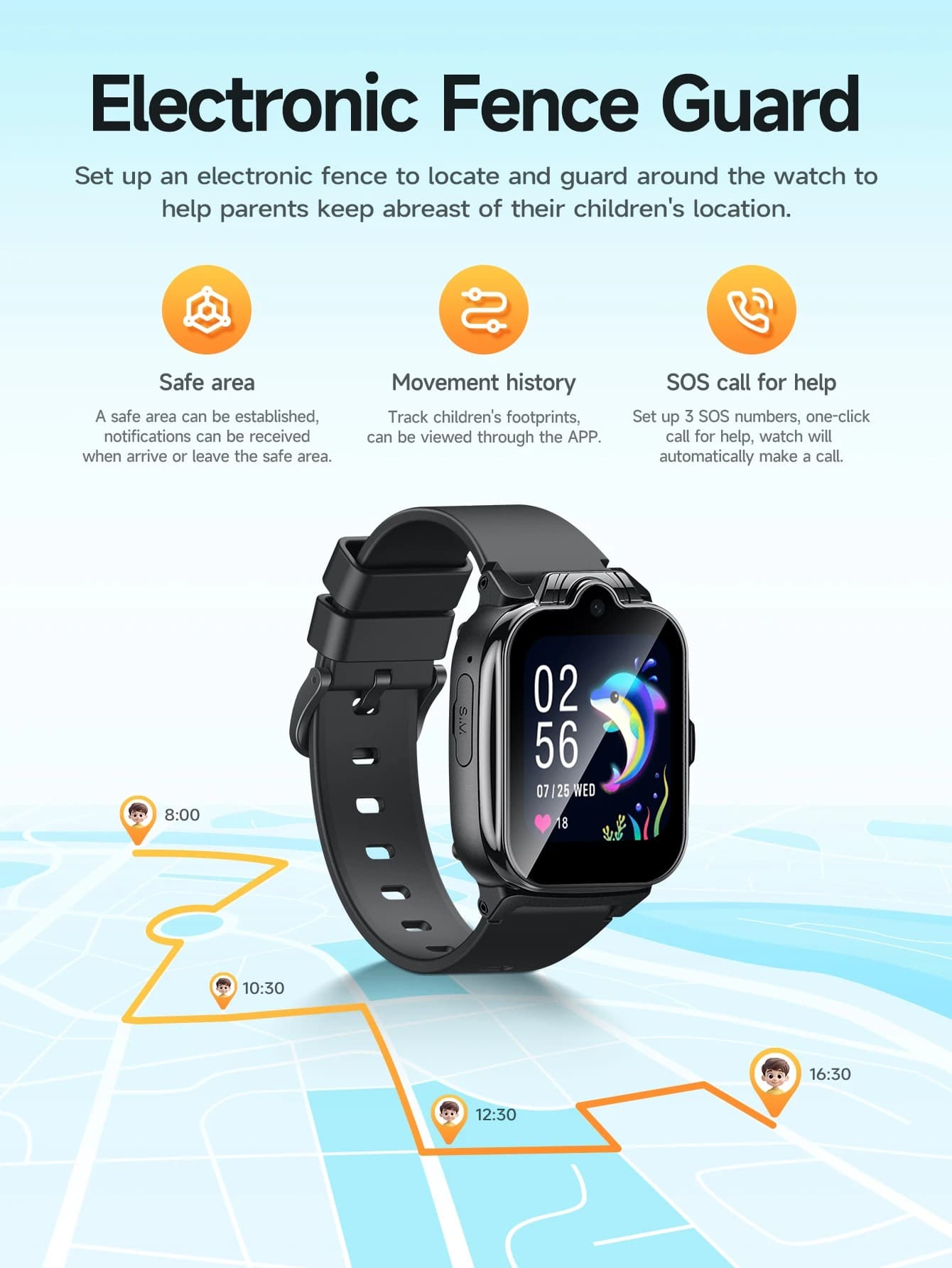 HOCO Y104 1.6inch 2.5D HD Touch Screen 4G Children Smartwatch LBS GPS WIFI Positioning Support GSM WCDMA FDD Network view 2
