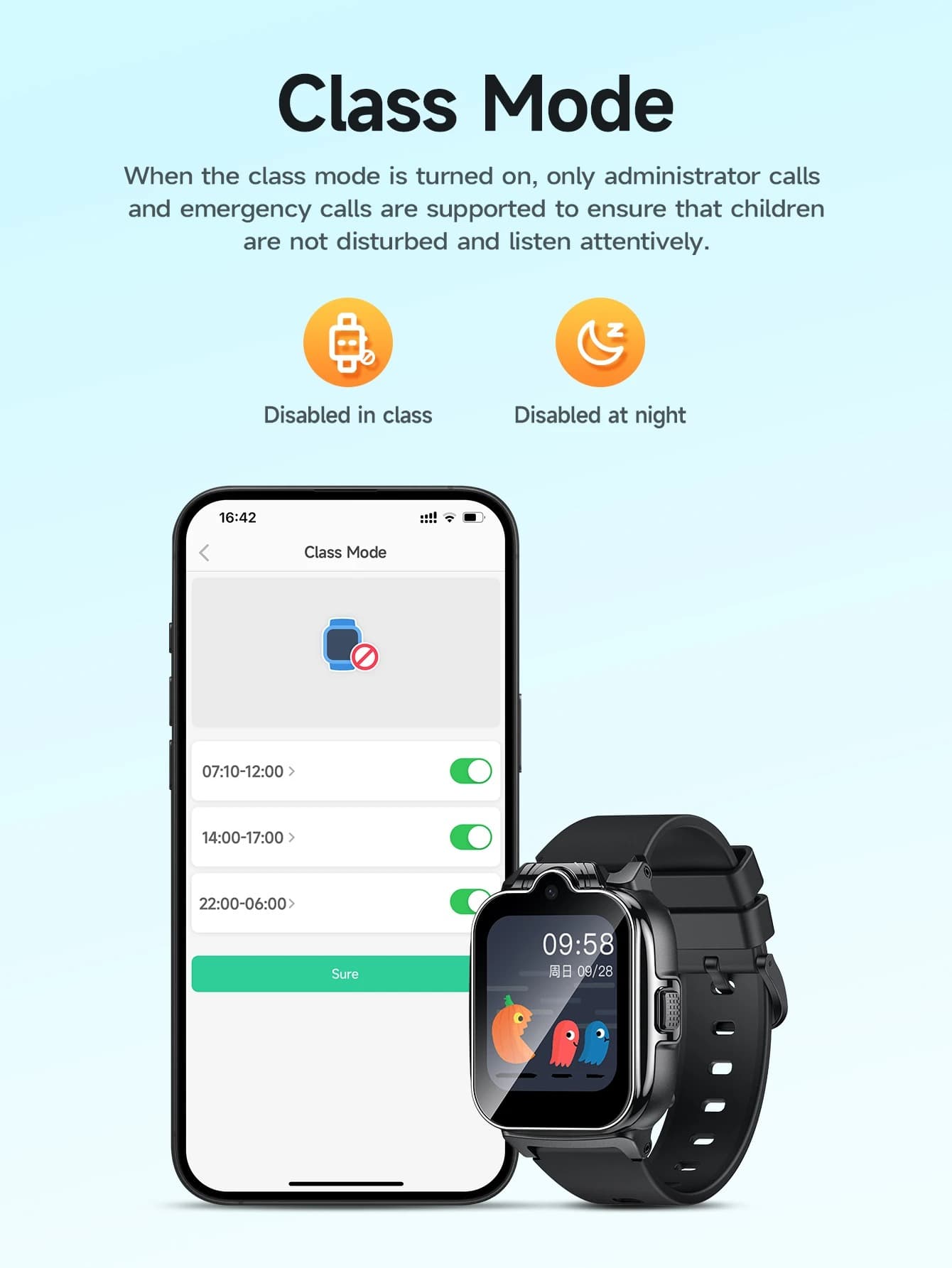 HOCO Y104 1.6inch 2.5D HD Touch Screen 4G Children Smartwatch LBS GPS WIFI Positioning Support GSM WCDMA FDD Network view 3
