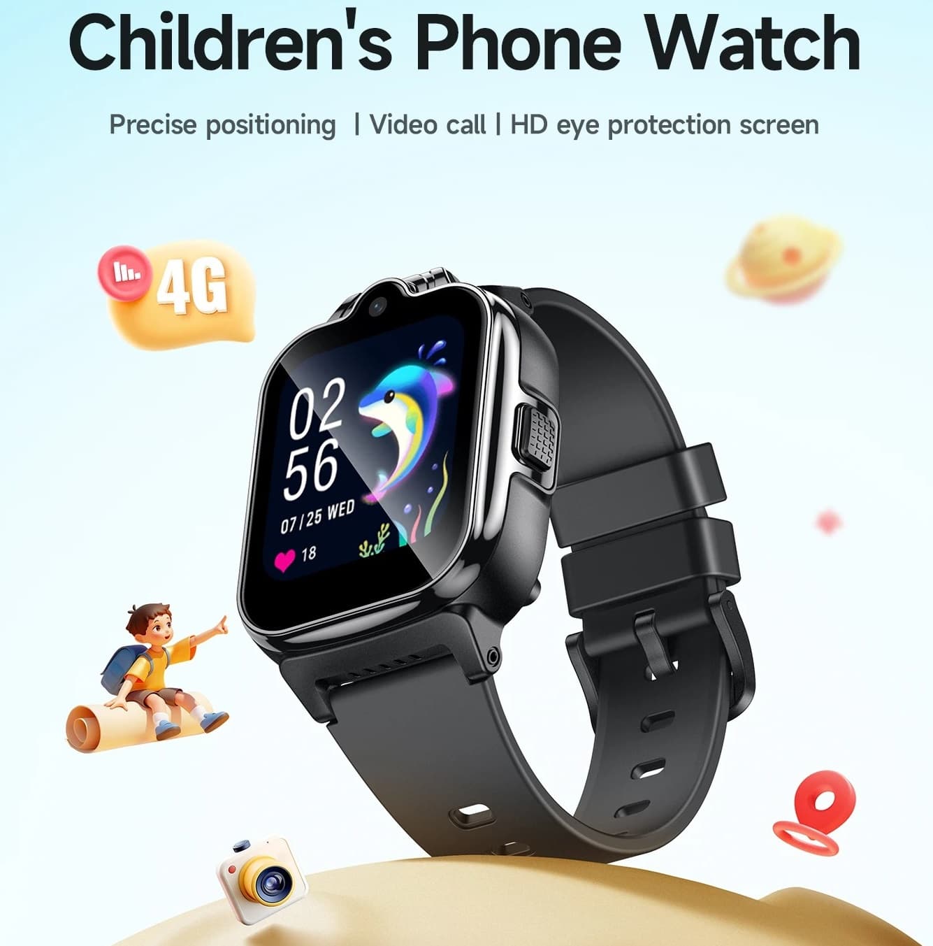 HOCO Y104 1.6inch 2.5D HD Touch Screen 4G Children Smartwatch LBS GPS WIFI Positioning Support GSM WCDMA FDD Network view 1