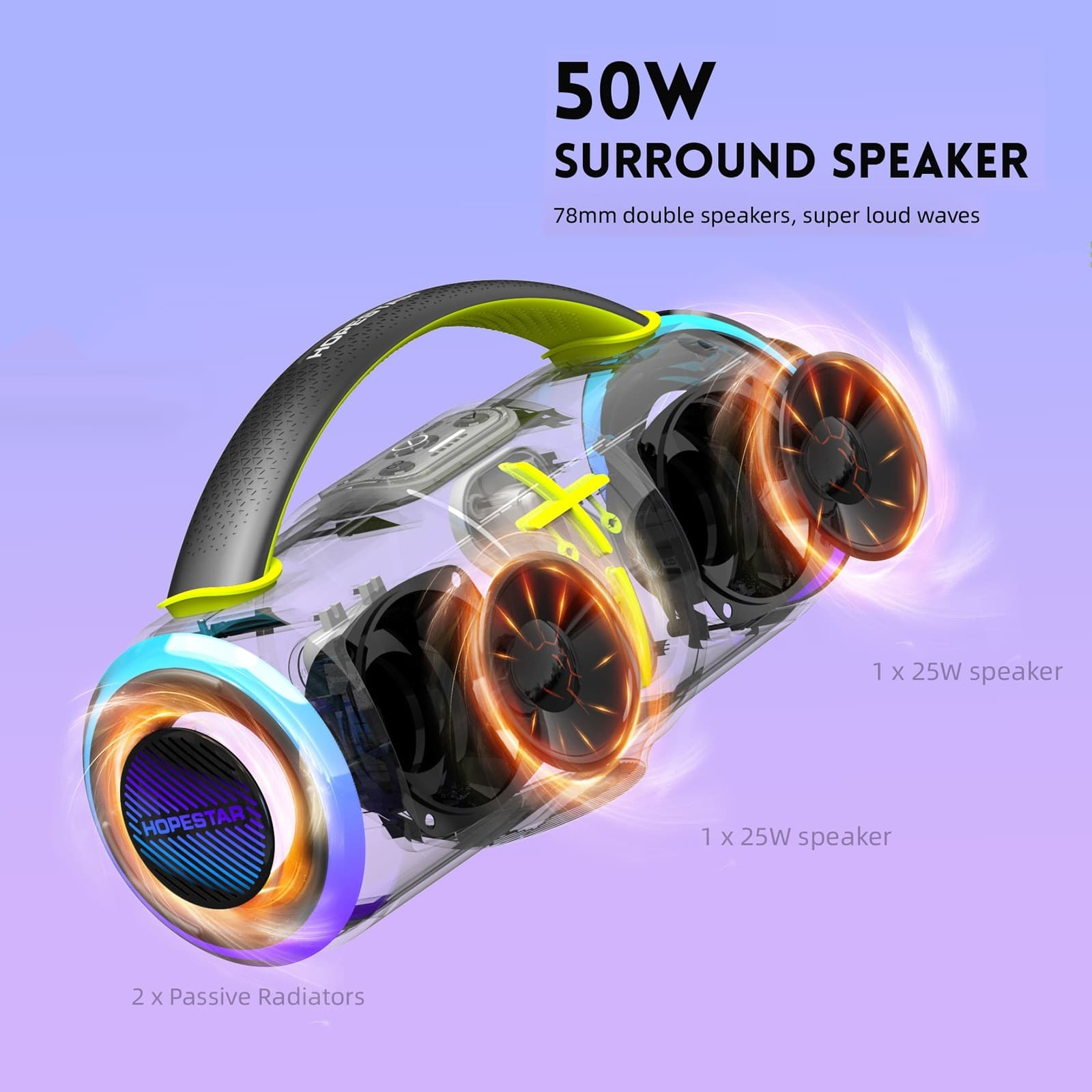 Hopestar H68 50W Outdoor Portable Waterproof Dazzling Bluetooth Speaker view 3