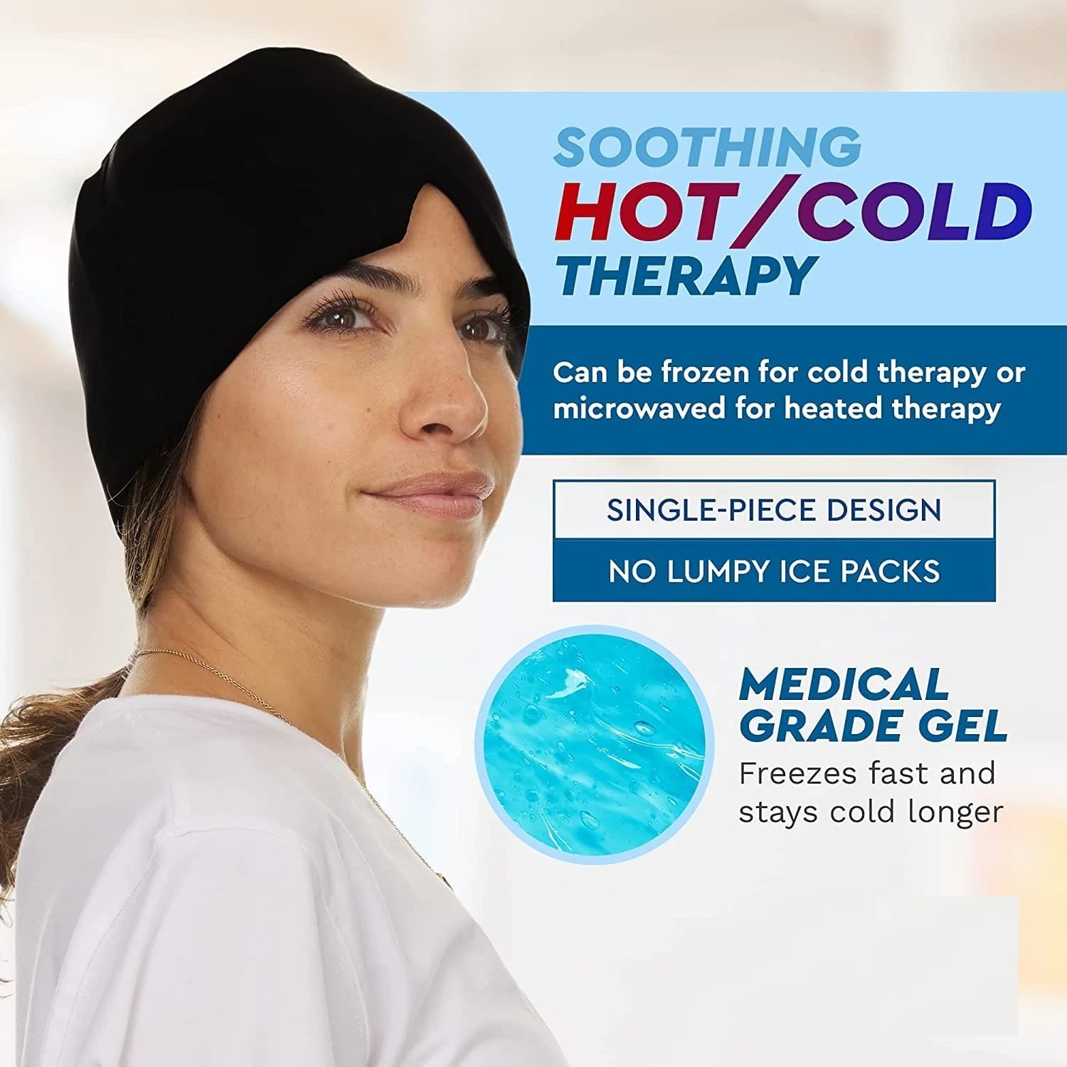 Hot & Cold Compress Therapy Gel Migraine Headache Relief Cap view 2