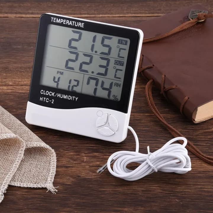 HTC-2 Digital LCD Temperature & Humidity Meter With Clock And 1 m External Probe (°C/°F) view 3