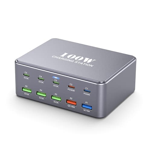 HW33 100W Type-C + USB 10 Port Desktop Fast Charger view 1