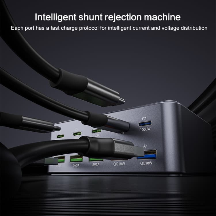 HW33 100W Type-C + USB 10 Port Desktop Fast Charger view 3