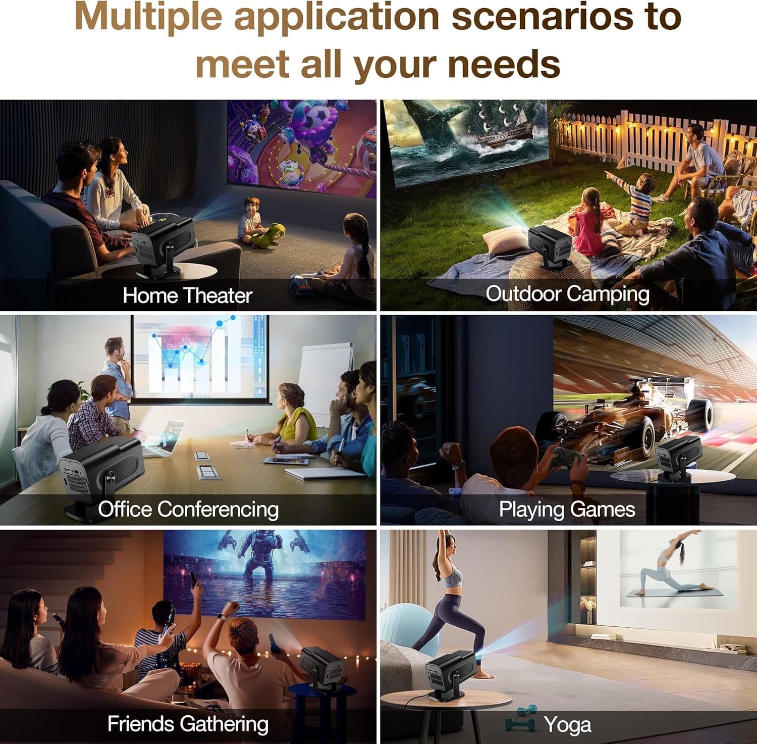 HY320 Android 2 In 1 Gaming Projector 2+32GB Android 14 1080P FHD 4K Support view 6