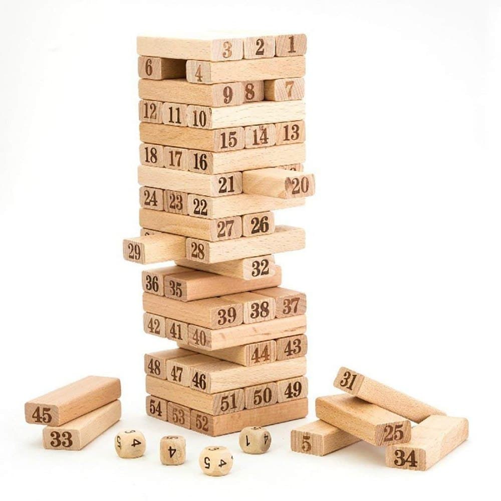 Jenga Number Wooden Blocks 54 Pieces view 1