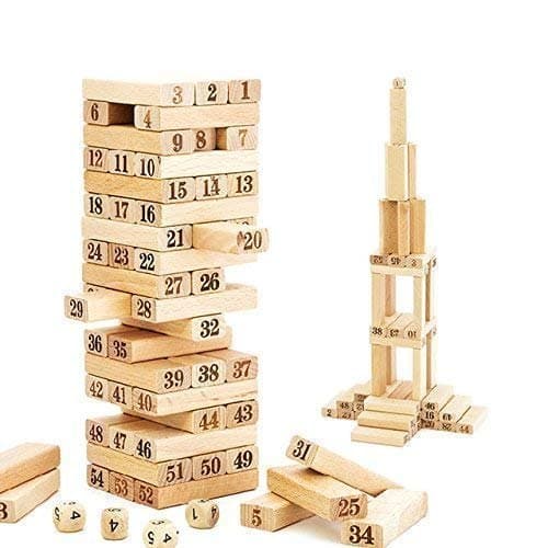 Jenga Number Wooden Blocks 54 Pieces view 2