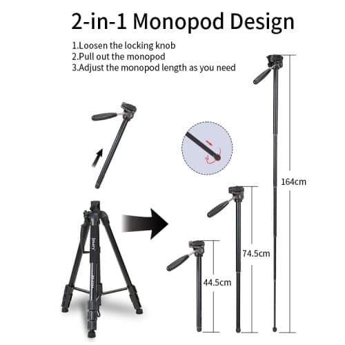 Jmary KP 2294 Multifunctional Professional Tripod With Multi Angle Adjustment view 2