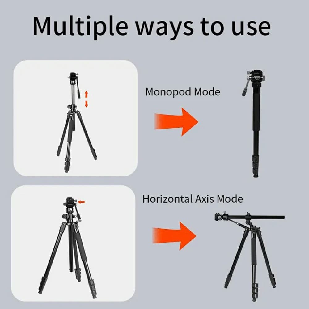 JMARY KS355 + HG60 DSLR/ILDC 2 In 1 Monopod Tripod With 360° Panoramic Ball Head Stand view 4