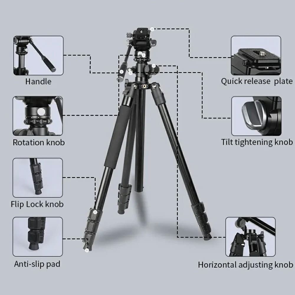 JMARY KS355 + HG60 DSLR/ILDC 2 In 1 Monopod Tripod With 360° Panoramic Ball Head Stand view 3