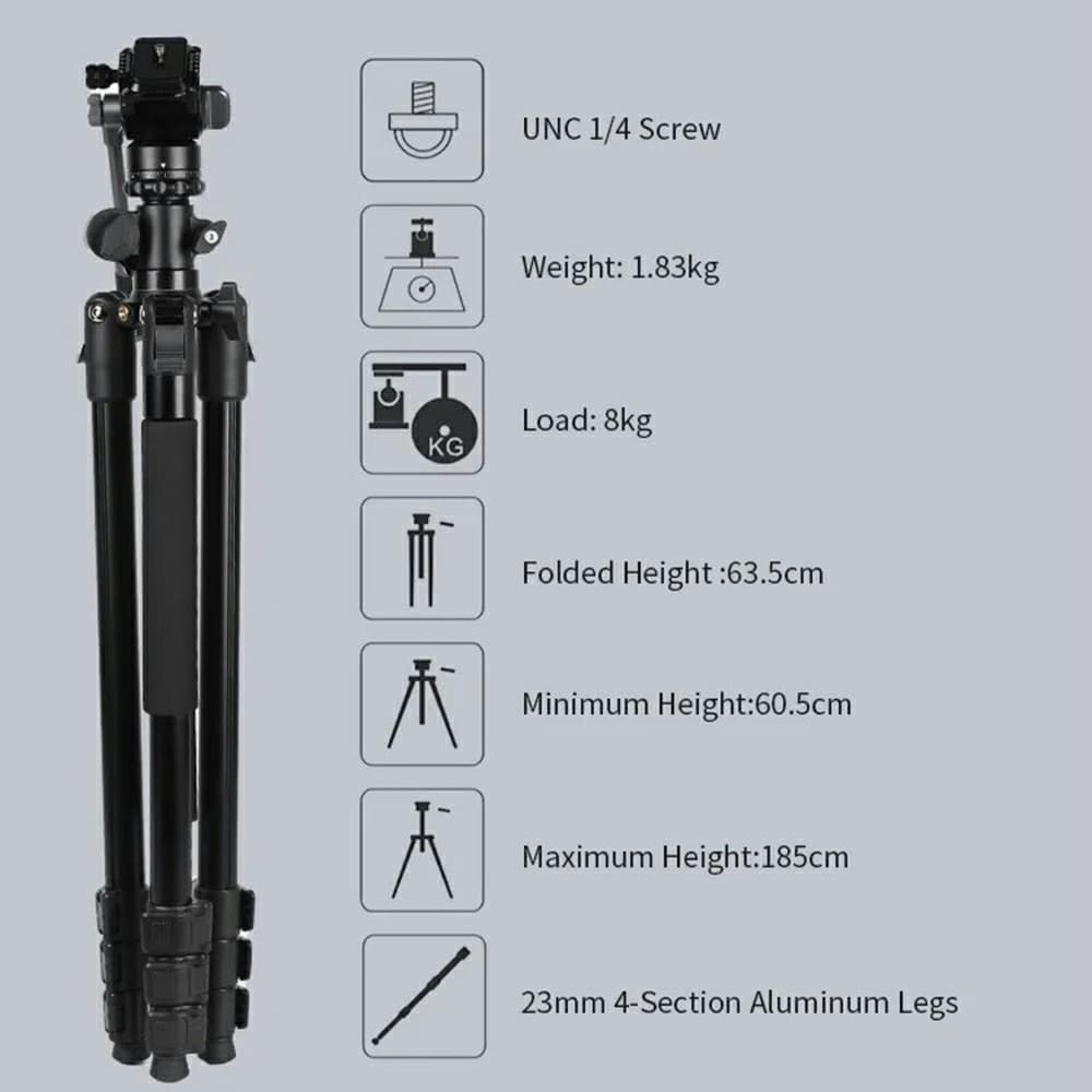 JMARY KS355 + HG60 DSLR/ILDC 2 In 1 Monopod Tripod With 360° Panoramic Ball Head Stand view 6