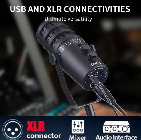 Jmary MC PW12 XLR & USB Interface Microphone For Podcasting Gaming Streaming Recording view 3