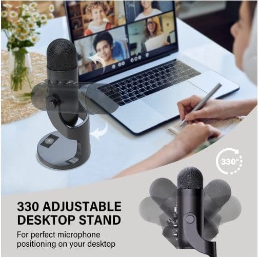 Jmary MC PW8 Professional Condenser Microphone Desktop USB Recording & Live Microphone view 2
