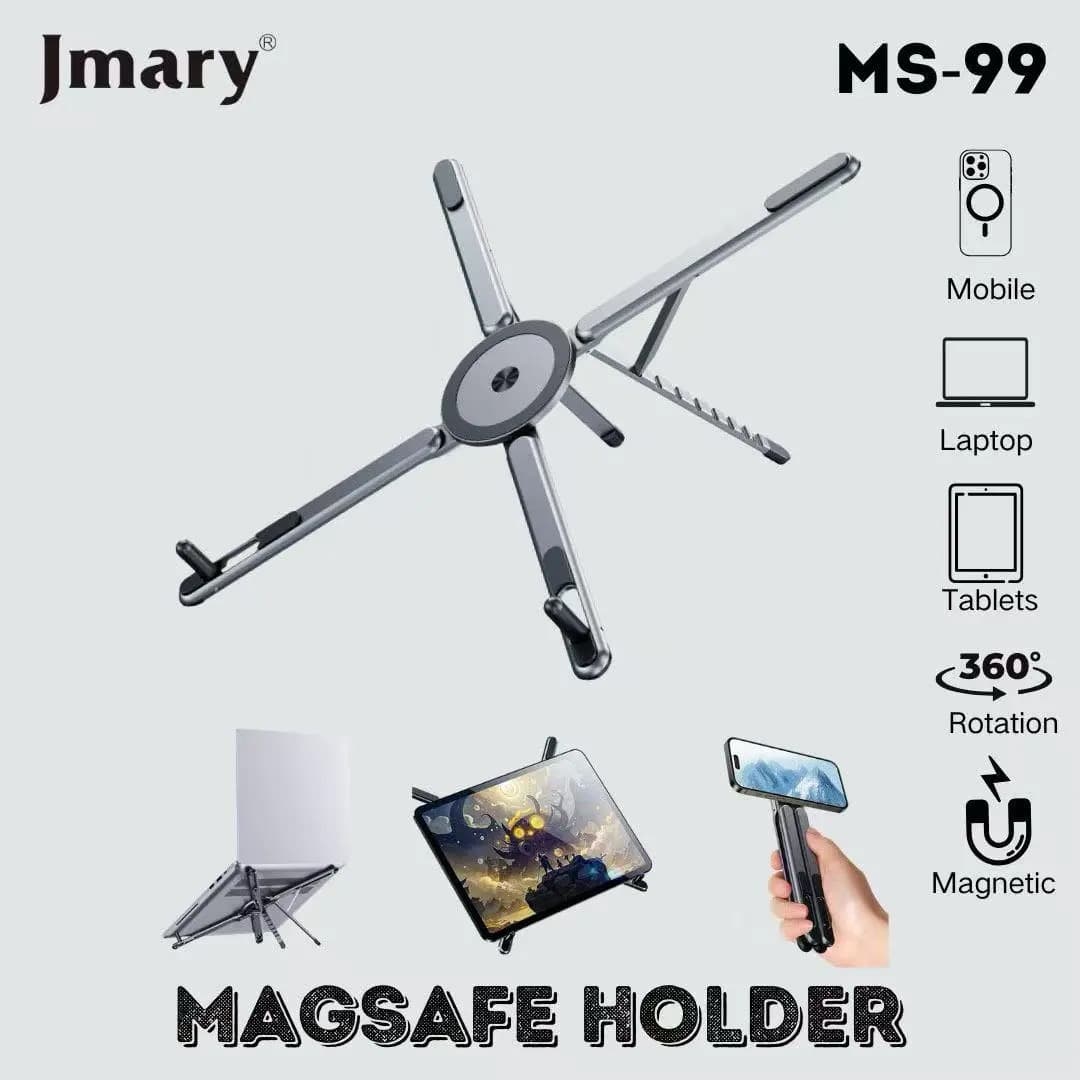 Jmary MS-99 3-in-1 Portable Magsafe Aluminum Laptop, Tablet & Phone Holder Stand view 2