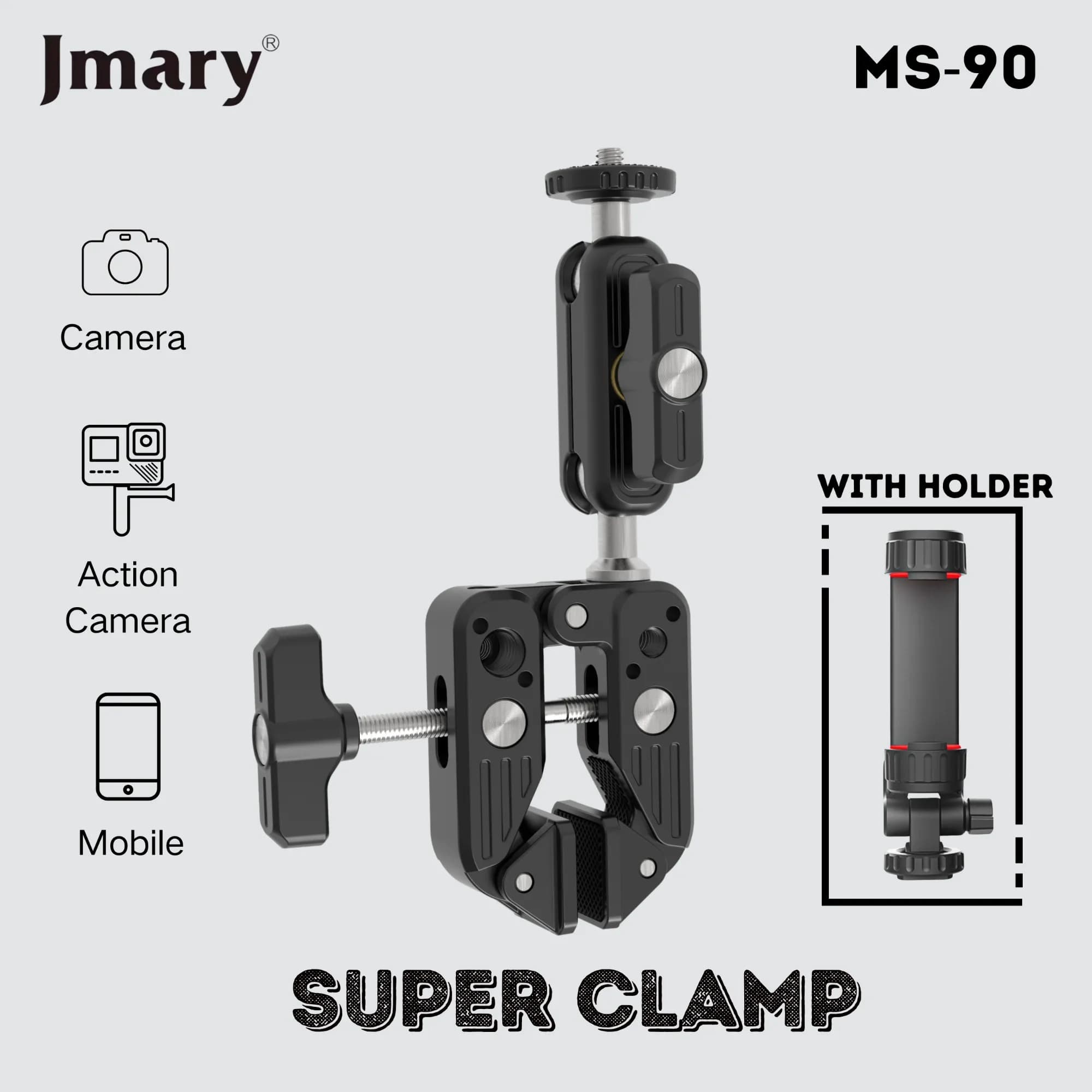JMARY MS90 Aluminum Camera Phone Holder Super Clamp view 1
