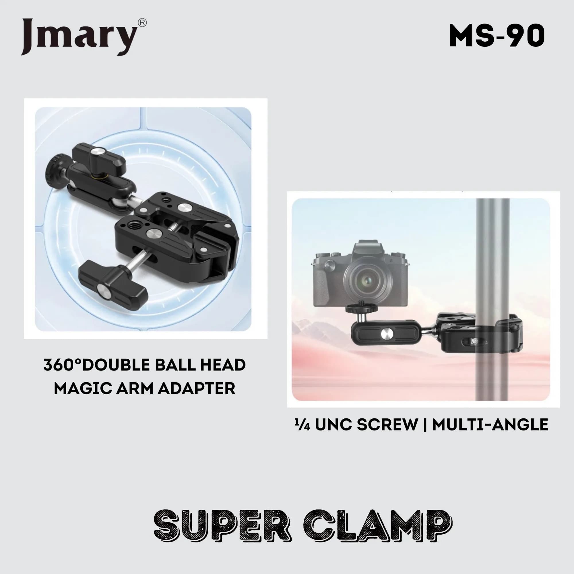 JMARY MS90 Aluminum Camera Phone Holder Super Clamp view 3