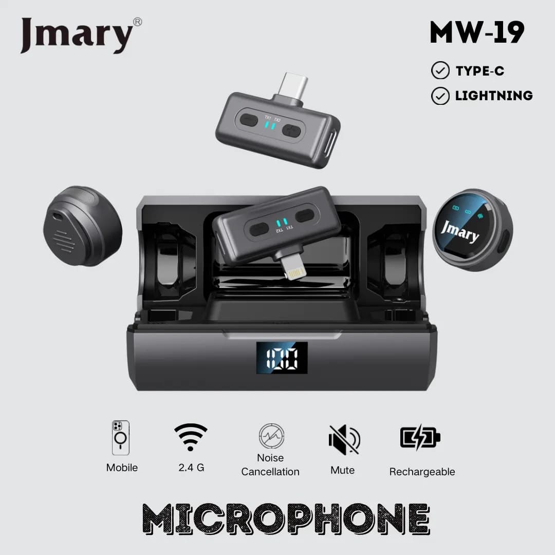 Jmary MW19 2.4G Wireless Microphone Set With Charging Case Type-C & Lightning Compatible view 2
