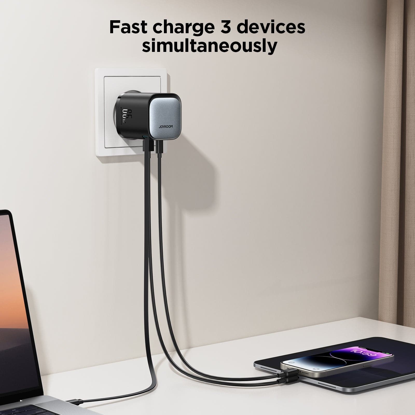 Joyroom JR TCL02 GaN 65W Charger With Retractable Cable (EU) view 2