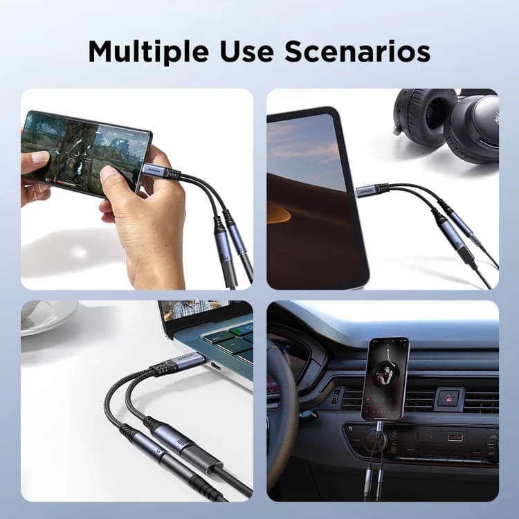 Joyroom SY C02 Audio Transfer Series Type-C to 3.5mm+Type-C 2 In 1 Audio Adapter view 2