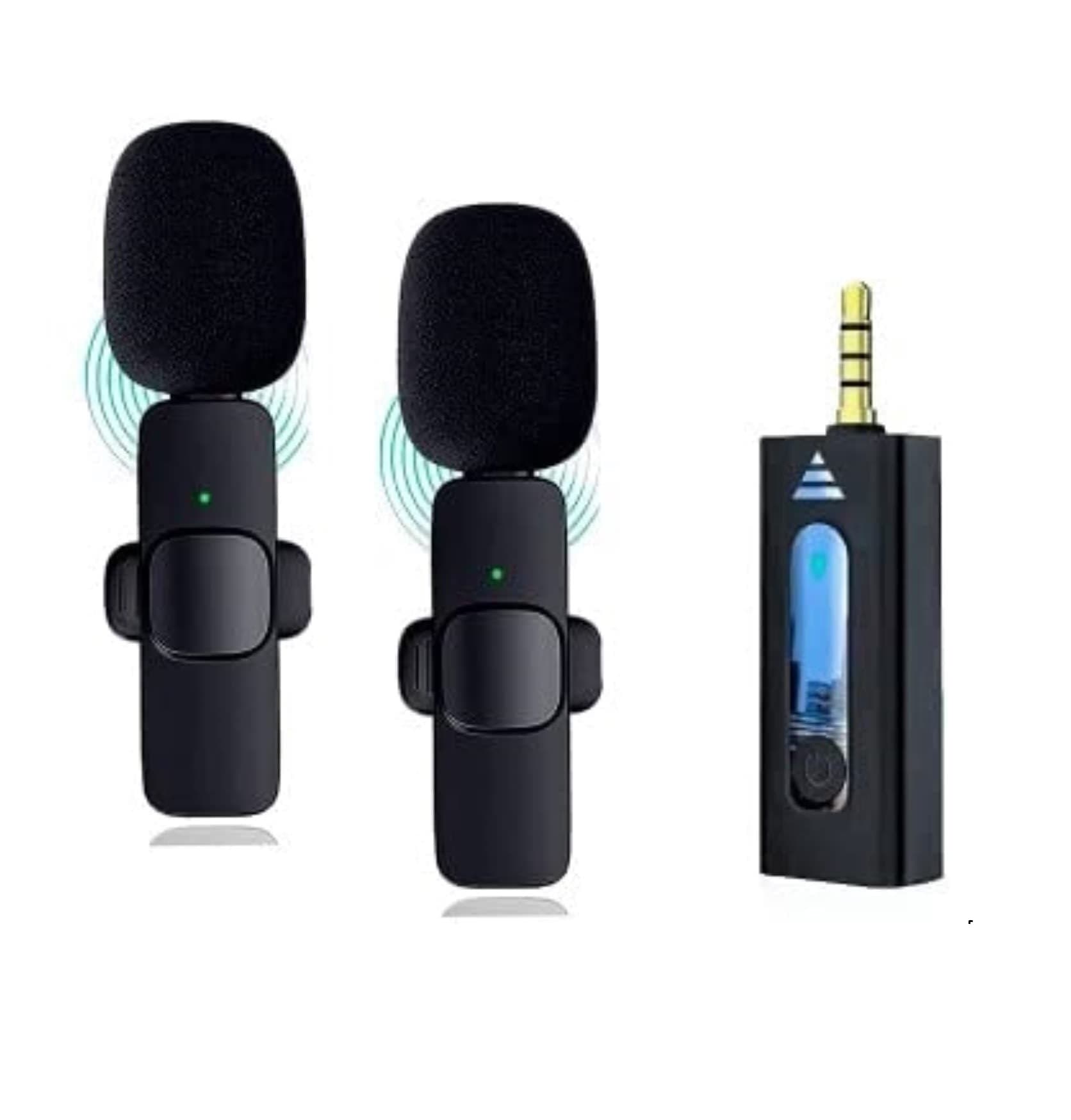 K35 3.5mm Aux Dual Receivers 2 Mics 1 Input Wireless Collar Microphone view 1