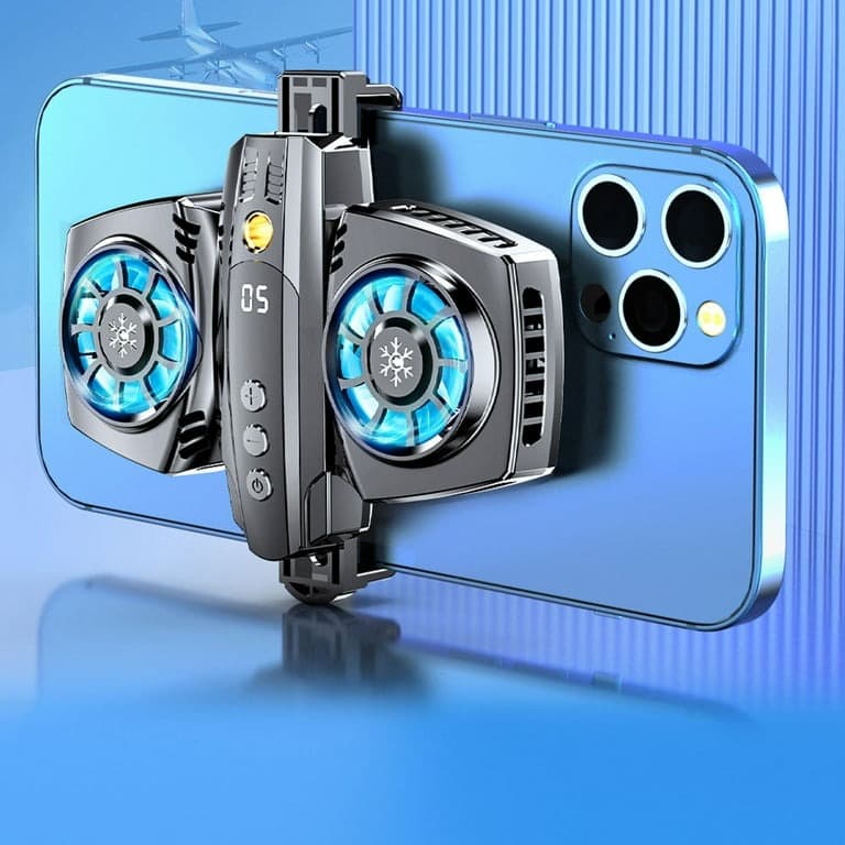K4 Mobile Phone Cooler Radiator Semiconductor Dual Fan Temperature Display view 1