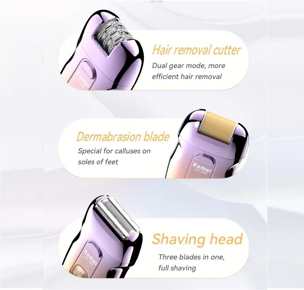 KEMEI KM 7103 3 In 1 Electric Rechargeable Hair Remover Epilator view 2