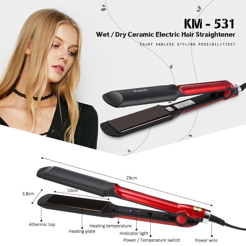 Kemei KM531 Professional Hair Straightener Electric Wet / Dry Ceramic Hair Straightener view 2