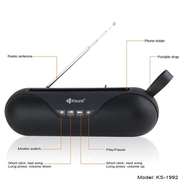 Kisonli KS 1992 Wireless Bluetooth Speaker USB, SD Card Fm Radio Aux view 2