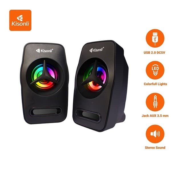 Kisonli L3030 Computer Speaker With Led Lights 7 Color Changing view 2