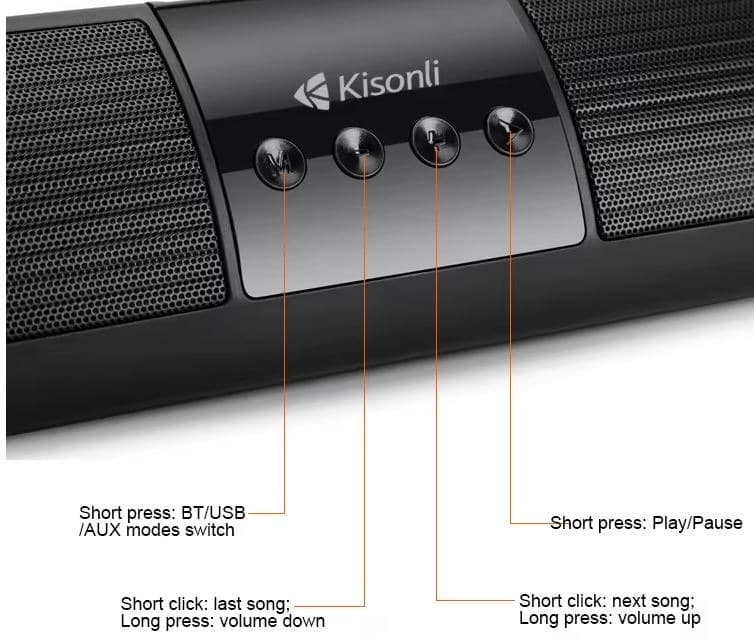 Kisonli LED 907 Portable Sound Bar Speaker view 4